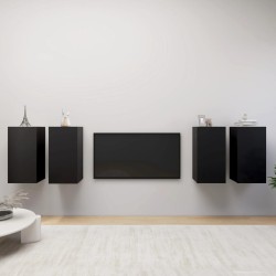 vidaXL Mobili TV 4 pz Neri 30,5x30x60 cm in Truciolato