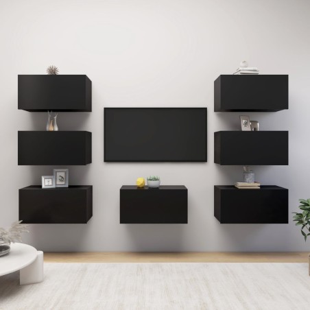 vidaXL Mobili Porta TV 7 pz Neri 30,5x30x60 cm in Legno Multistrato
