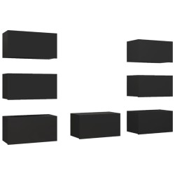 vidaXL Mobili Porta TV 7 pz Neri 30,5x30x60 cm in Legno Multistrato
