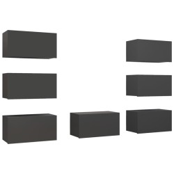 vidaXL Mobili TV 7 pz Grigi 30,5x30x60 cm in Truciolato