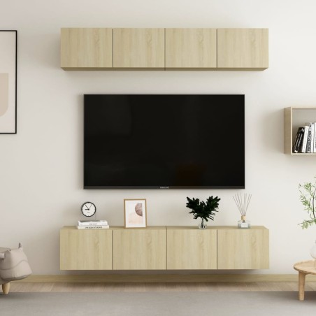 vidaXL Mobili TV 4 pz Rovere Sonoma 80x30x30 cm in Legno Multistrato
