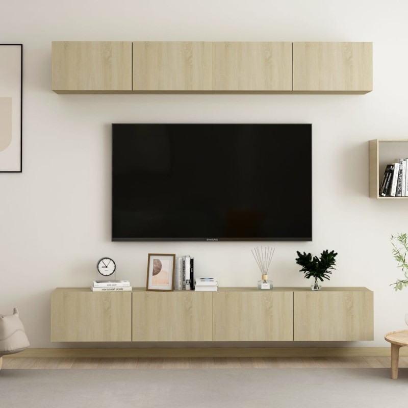 vidaXL Mobili TV 4 pz Rovere Sonoma 100x30x30 cm in Truciolato vidaXL Mobili TV 4 pz Rovere Sonoma 100x30x30 cm in Truciolato