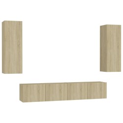vidaXL Set di Mobili TV 4 pz Rovere Sonoma in Legno Multistrato