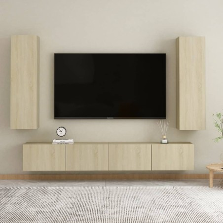 vidaXL Set di Mobili Porta TV 4 pz Rovere Sonoma in Legno Multistrato