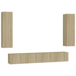 vidaXL Set di Mobili Porta TV 4 pz Rovere Sonoma in Legno Multistrato