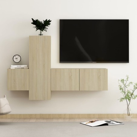 vidaXL Set di Mobili Porta TV 3 pz Rovere Sonoma in Legno Multistrato