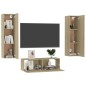 vidaXL Set Porta TV 3 pz Rovere Sonoma in Truciolato vidaXL Set Porta TV 3 pz Rovere Sonoma in Truciolato