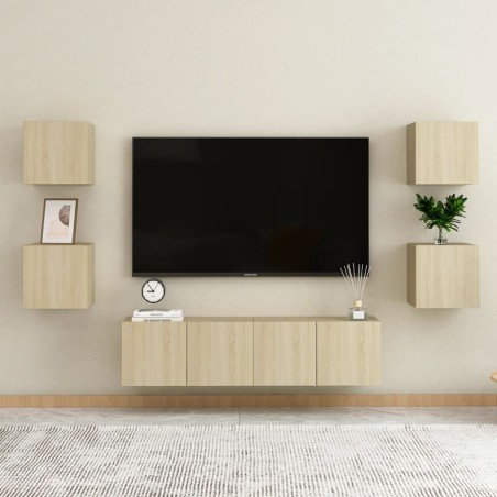 vidaXL Set Mobile Porta TV 6 pz Rovere Sonoma in Truciolato 