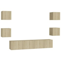 vidaXL Set Porta TV 6 pz Rovere Sonoma in Truciolato