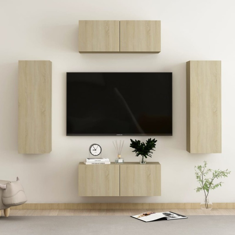 vidaXL Set di Mobili TV 4 pz Rovere Sonoma in Legno Multistrato