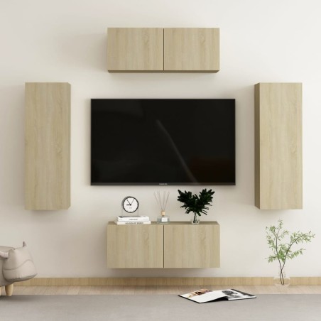 vidaXL Set di Mobili TV 4 pz Rovere Sonoma in Legno Multistrato