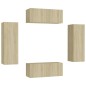 vidaXL Set di Mobili TV 4 pz Rovere Sonoma in Legno Multistrato