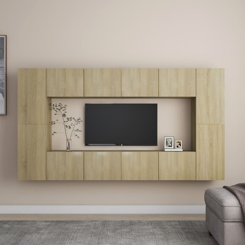 vidaXL Set di Mobili Porta TV 8 pz Rovere Sonoma in Legno Multistrato vidaXL Set di Mobili Porta TV 8 pz Rovere Sonoma in Legno Multistrato