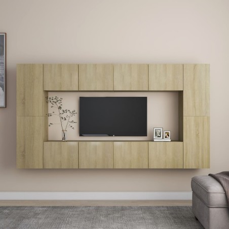 vidaXL Set di Mobili Porta TV 8 pz Rovere Sonoma in Legno Multistrato