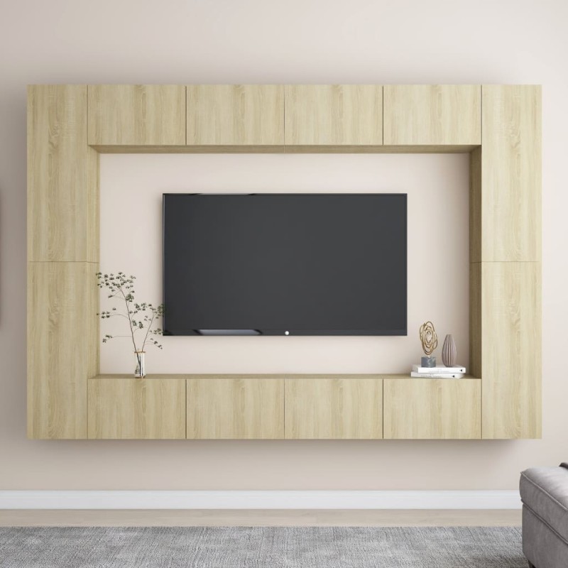 vidaXL Set Porta TV 8 pz Rovere Sonoma in Truciolato vidaXL Set Porta TV 8 pz Rovere Sonoma in Truciolato