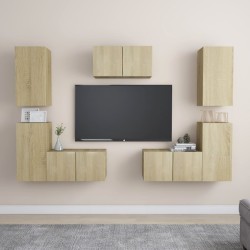vidaXL Set di Mobili Porta TV 7 pz Rovere Sonoma in Legno Multistrato