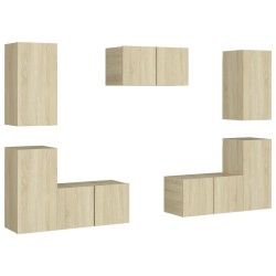 vidaXL Set di Mobili Porta TV 7 pz Rovere Sonoma in Legno Multistrato