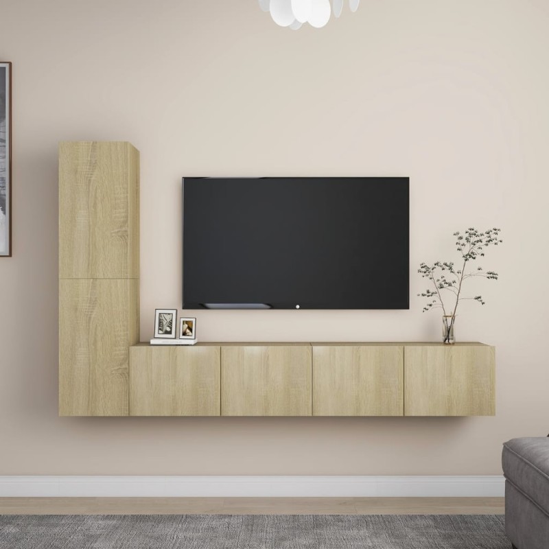 vidaXL Set Porta TV 4 pz Rovere Sonoma in Truciolato vidaXL Set Porta TV 4 pz Rovere Sonoma in Truciolato
