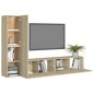 vidaXL Set Porta TV 4 pz Rovere Sonoma in Truciolato vidaXL Set Porta TV 4 pz Rovere Sonoma in Truciolato