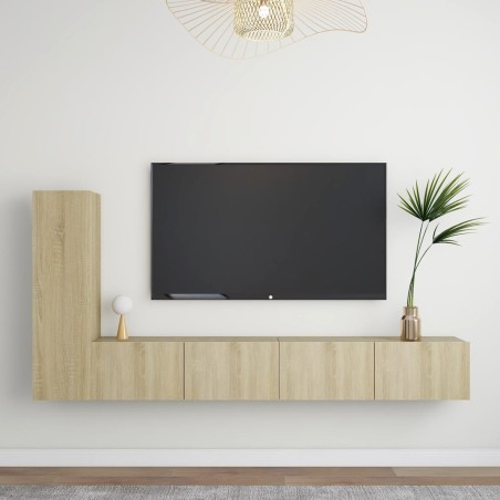 vidaXL Set di Mobili Porta TV 3 pz Rovere Sonoma in Legno Multistrato