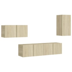 vidaXL Set di Mobili TV 4 pz Rovere Sonoma in Legno Multistrato