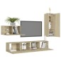 vidaXL Set Porta TV 4 pz Rovere Sonoma in Truciolato vidaXL Set Porta TV 4 pz Rovere Sonoma in Truciolato