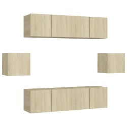 vidaXL Set di Mobili Porta TV 6 pz Rovere Sonoma in Legno Multistrato
