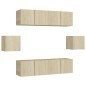 vidaXL Set di Mobili Porta TV 6 pz Rovere Sonoma in Legno Multistrato vidaXL Set di Mobili Porta TV 6 pz Rovere Sonoma in Legno Multistrato