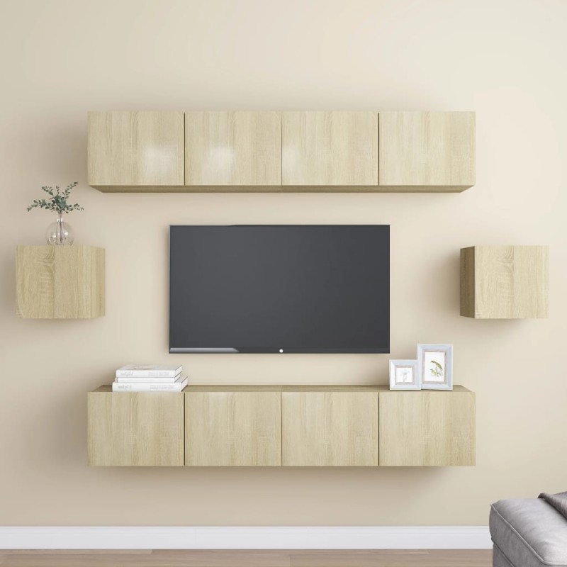 vidaXL Set Mobili TV 6 pz Rovere Sonoma in Truciolato vidaXL Set Mobili TV 6 pz Rovere Sonoma in Truciolato