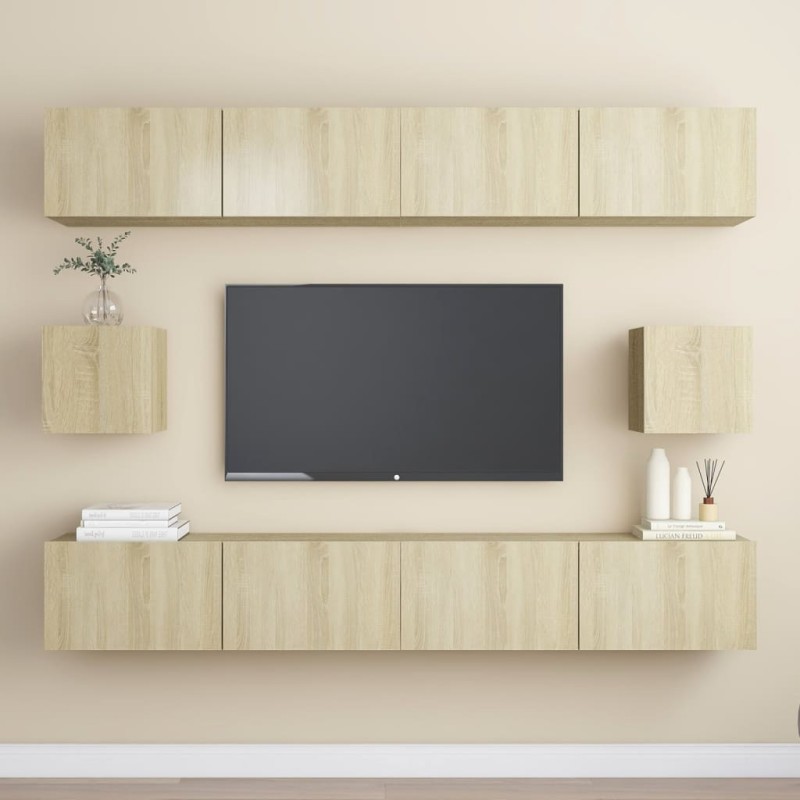 vidaXL Set di Mobili Porta TV 6 pz Rovere Sonoma in Legno Multistrato vidaXL Set di Mobili Porta TV 6 pz Rovere Sonoma in Legno Multistrato