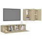 vidaXL Set di Mobili Porta TV 4 pz Rovere Sonoma in Legno Multistrato vidaXL Set di Mobili Porta TV 4 pz Rovere Sonoma in Legno Multistrato