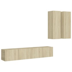 vidaXL Set Porta TV 4 pz Rovere Sonoma in Truciolato