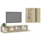 vidaXL Set Porta TV 4 pz Rovere Sonoma in Truciolato vidaXL Set Porta TV 4 pz Rovere Sonoma in Truciolato