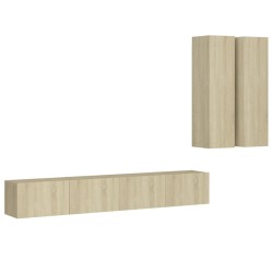 vidaXL Set di Mobili Porta TV 4 pz Rovere Sonoma in Legno Multistrato
