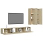 vidaXL Set di Mobili Porta TV 4 pz Rovere Sonoma in Legno Multistrato vidaXL Set di Mobili Porta TV 4 pz Rovere Sonoma in Legno Multistrato