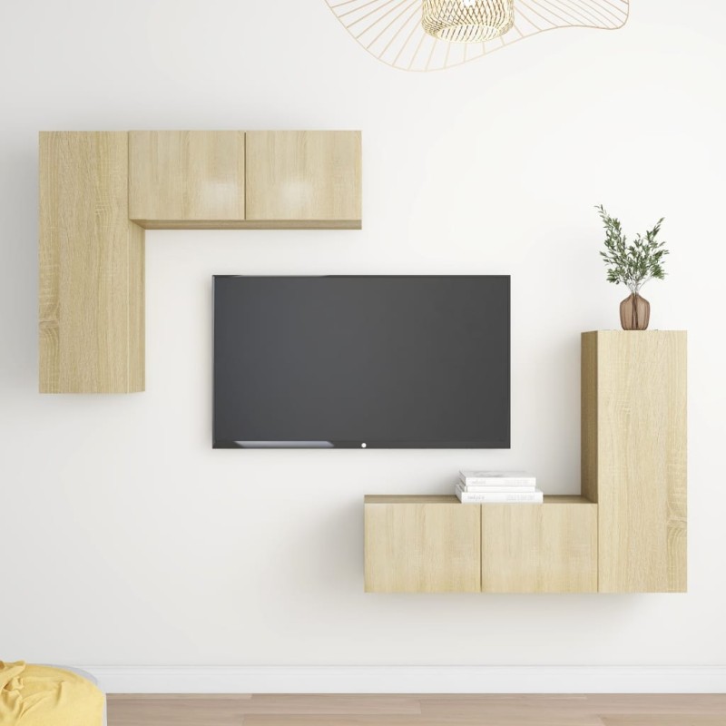 vidaXL Set Porta TV 4 pz Rovere Sonoma in Truciolato vidaXL Set Porta TV 4 pz Rovere Sonoma in Truciolato