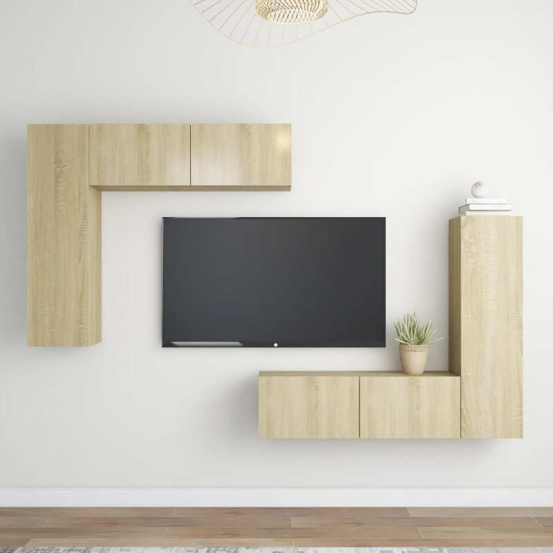 vidaXL Set di Mobili Porta TV 4 pz Rovere Sonoma in Legno Multistrato vidaXL Set di Mobili Porta TV 4 pz Rovere Sonoma in Legno Multistrato