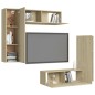 vidaXL Set di Mobili Porta TV 4 pz Rovere Sonoma in Legno Multistrato vidaXL Set di Mobili Porta TV 4 pz Rovere Sonoma in Legno Multistrato