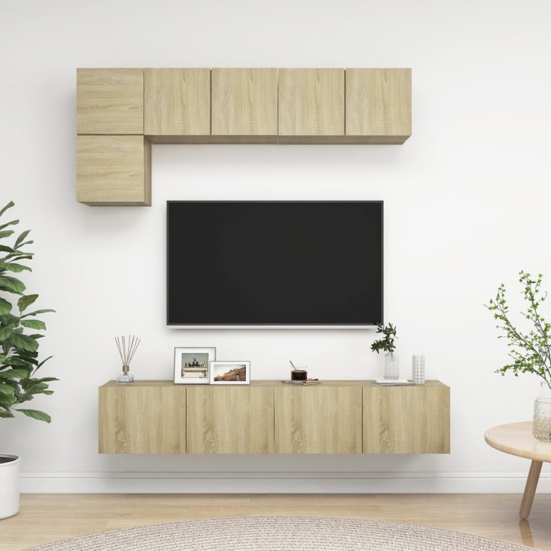 vidaXL Set Porta TV 5 pz Rovere Sonoma in Truciolato vidaXL Set Porta TV 5 pz Rovere Sonoma in Truciolato