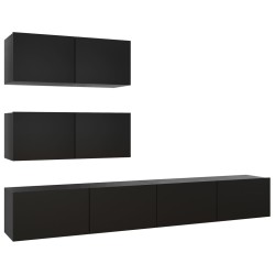 vidaXL Set Mobile TV 4 pz Nero in Truciolato