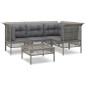 Set Divani da Giardino 5 pz con Cuscini in Polyrattan Grigio Set Divani da Giardino 5 pz con Cuscini in Polyrattan Grigio