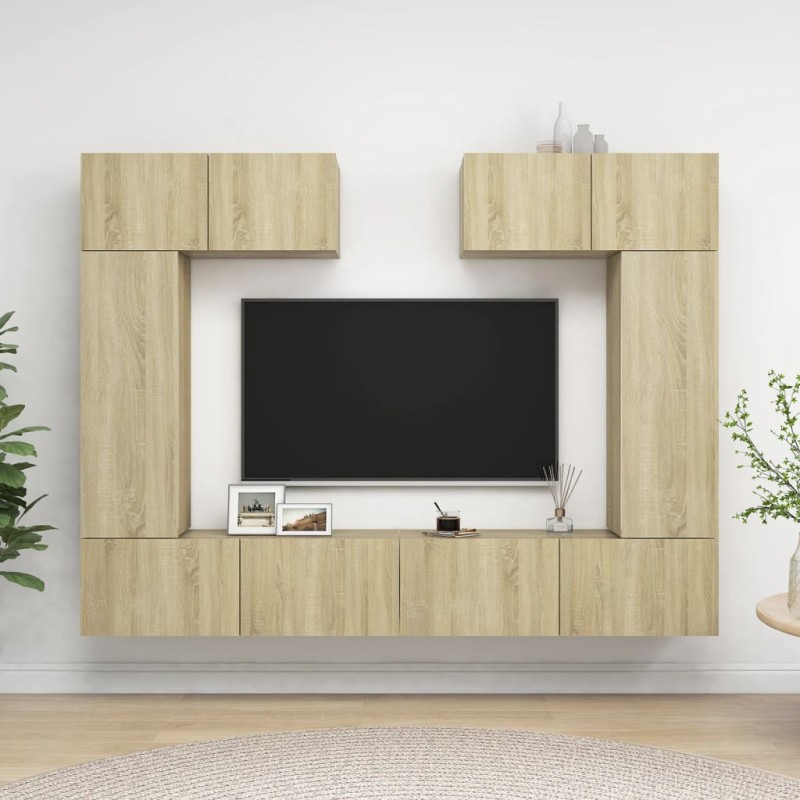 vidaXL Set di Mobili Porta TV 6 pz Rovere Sonoma in Legno Multistrato