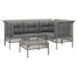 Set Divani da Giardino 5 pz con Cuscini in Polyrattan Grigio Set Divani da Giardino 5 pz con Cuscini in Polyrattan Grigio