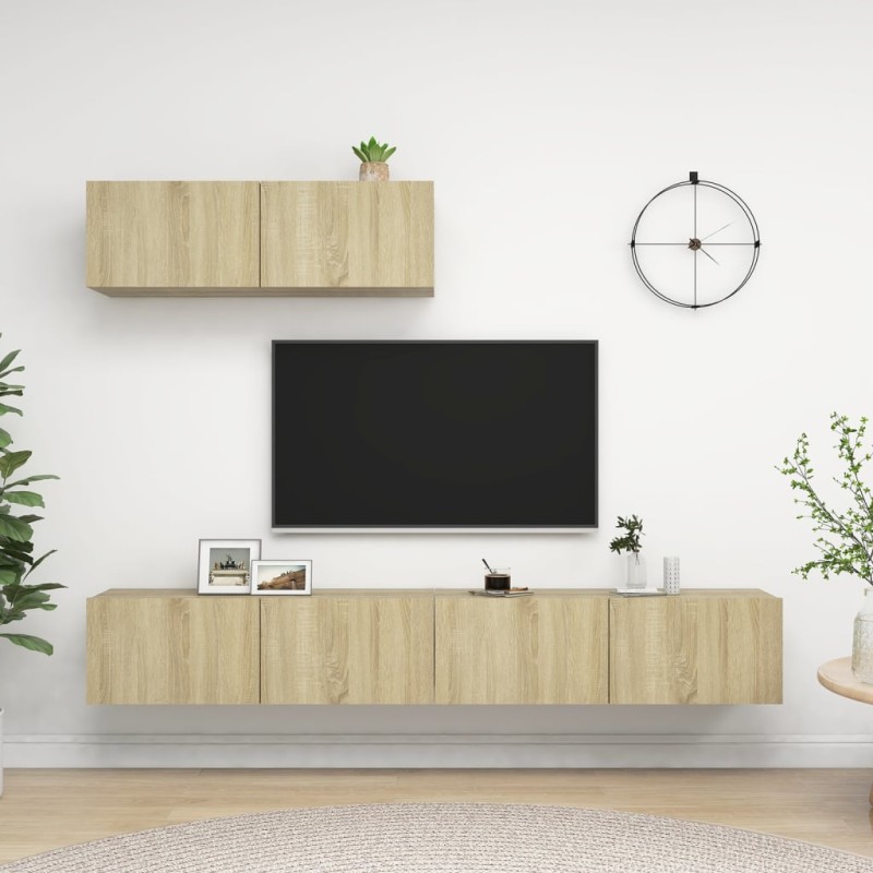 vidaXL Mobili Porta TV 3 pz Rovere Sonoma in Legno Multistrato vidaXL Mobili Porta TV 3 pz Rovere Sonoma in Legno Multistrato