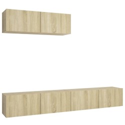 vidaXL Mobili Porta TV 3 pz Rovere Sonoma in Legno Multistrato