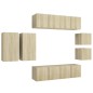 vidaXL Set Porta TV 8 pz Rovere Sonoma in Truciolato vidaXL Set Porta TV 8 pz Rovere Sonoma in Truciolato