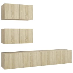 vidaXL Set Mobili TV 4 pz Rovere Sonoma in Truciolato