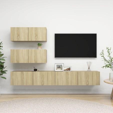 vidaXL Set di Mobili Porta TV 4 pz Rovere Sonoma in Legno Multistrato