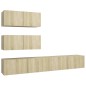 vidaXL Set di Mobili Porta TV 4 pz Rovere Sonoma in Legno Multistrato