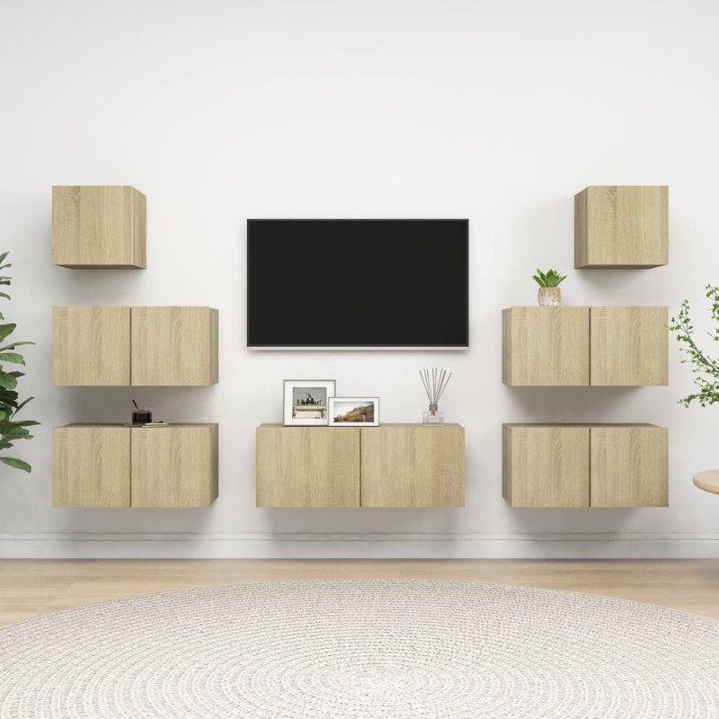vidaXL Set Porta TV 7 pz Rovere Sonoma in Truciolato vidaXL Set Porta TV 7 pz Rovere Sonoma in Truciolato